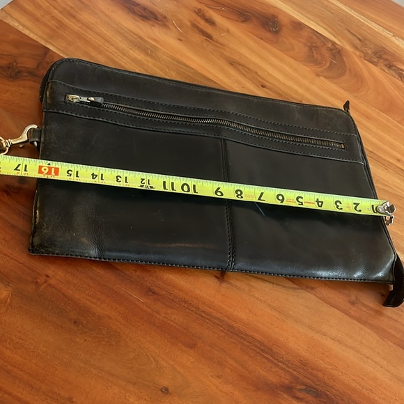 Vintage Men’s Umi Distressed Black Brown Leather Large Zip Portfolio Briefcase - Picture 10 of 14